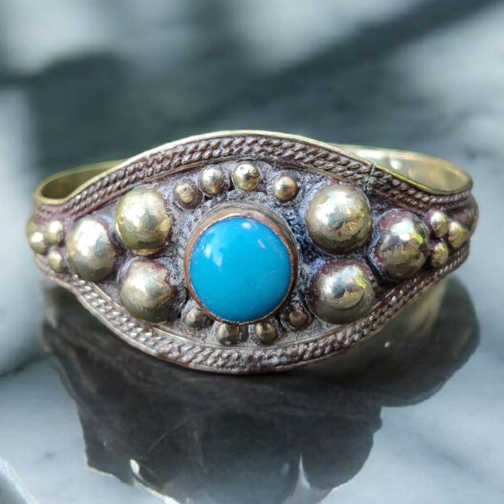 Antique Turkish Turquoise Cuff Bracelet